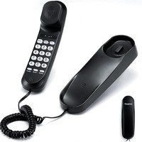 Black Wired Landline Phone Desk/Wall Mount Design Redial Pause Mute  Home Office