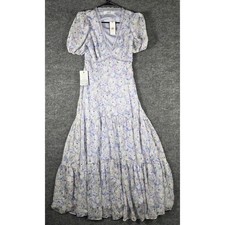 NWT ASTR The Label Floral Maxi Dress XS Puff Sleeve Lace Trim Cottagecore
