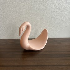 Vtg Swan Towel Holder Ceramic Rose Pink Bathroom Vanity Decor Art Deco