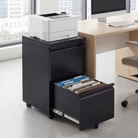 2-Drawer Mobile File Cabinet Rolling Metal Filing Cabinet with 5 Casters Black