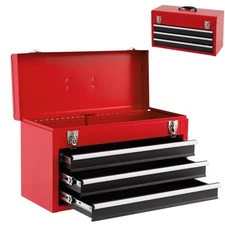 Goplus Tool Box with 3 Drawers, 4-Tier 20.5" Portable Tool Chest Organizer wi...