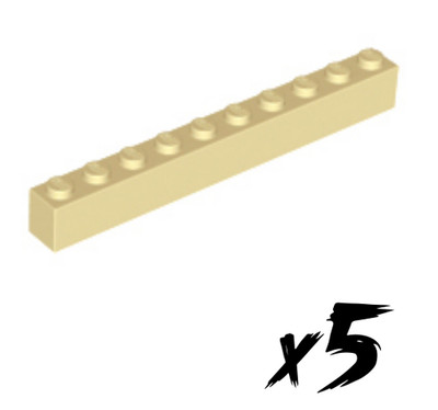 5x LEGO 6111   1x10 Stein   Brick   beige   tan