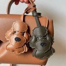 Genuine Leather Bag Charm Cute Poodle Dog Bag Charm Keychain Pet Mom Gift Idea