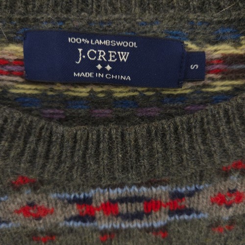 J Crew Lambswool Sweater Mens S Gray Colorful Fair Isle Nordic Crewneck Pullover - Picture 6 of 7