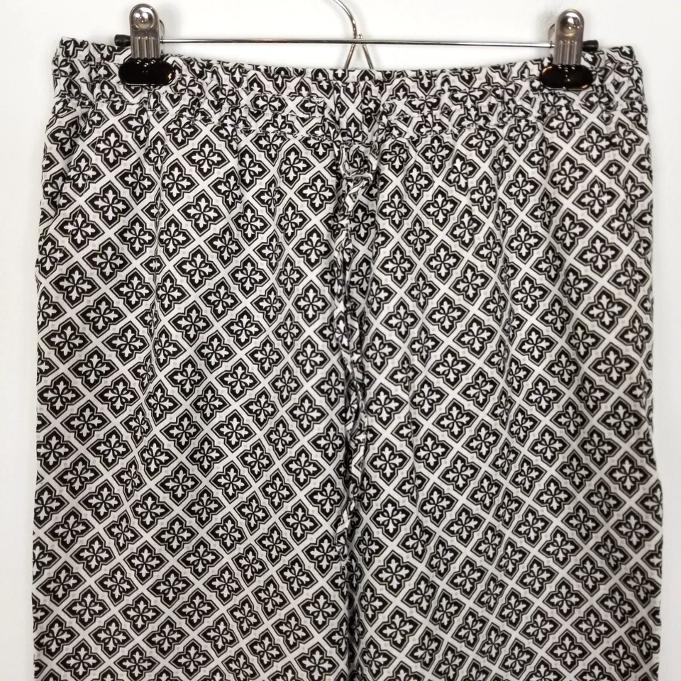 Pantalones Charter Club de Lujo para Mujer Estampado de Lino Pierna Ancha Talla M Cintura con Cordón Foto 2 de 4