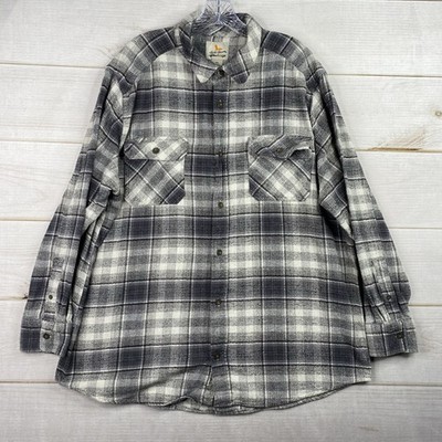 Field Stream Shirt Mens 2XL Gray Black Shadow Plaid Flannel Jacket Shacket Work