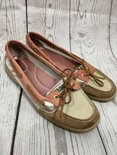 Sperry Top-Sider Angelfish Coral Salmon Tan Gold Mesh Womens Boat Shoes 10M