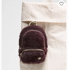 NWT Lululemon Everywhere Nano Backpack Plush Fleece Black Plum / Gold