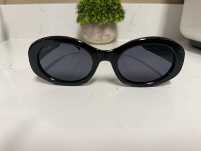 CELINE Women's Oversized Oval Sunglasses Black Frame Black Lens