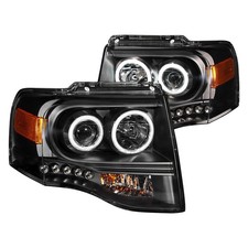 For Ford Expedition 07-14 Headlights Driver Passenger Side Black Ccfl Halo
