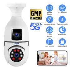 5G WiFi IP Camera 6MP Dual Lens E27 Bulb Camera with Auto Tracking Night Vision