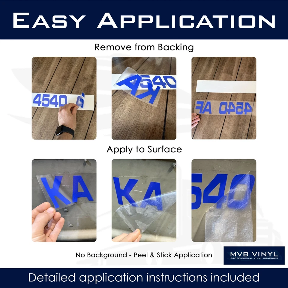 Juego de calcomanías de vinilo con números de registro de barco - 3" de alto USCG y compatible con el estado 869 Foto 3 de 3