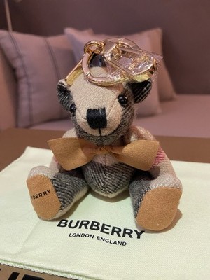 BURBERRY Thomas Bear Charm With Bow Tie Keychain With Dust Bag NWOT