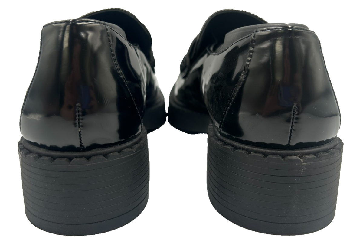 Madden Girl Ambrosse Black Black Chunky Loafer SZ 8. Glossy, 1.75 Block Heel Madden Girl Women main image 2