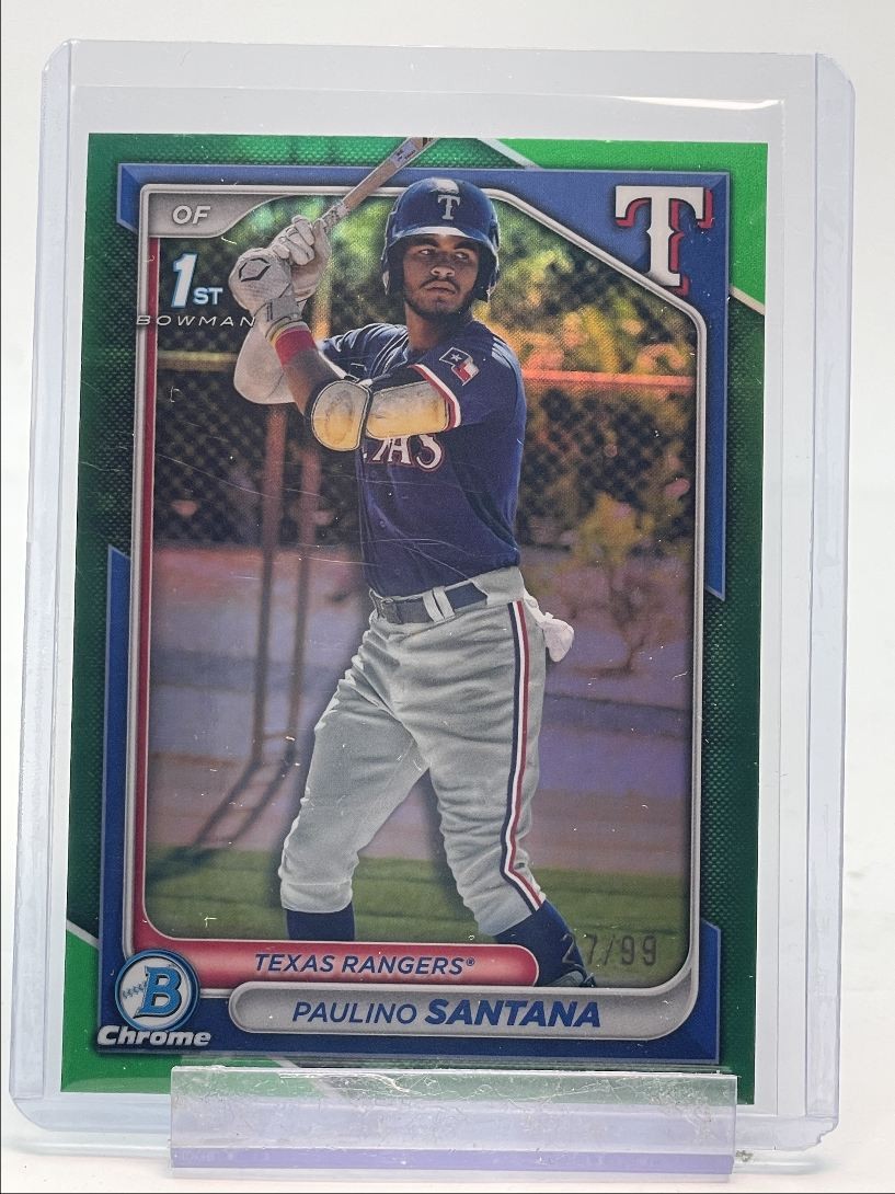 PAULINO SANTANA 2024 BOWMAN CHROME 1ST GREEN REFRACTOR RANGERS /99 Q4147