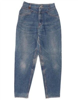 VINTAGE Damen High Waist Tapered Jeans W28 L30 blau Baumwolle CT12