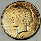 1927 P Peace Dollar, AU Condition, Low Mintage 848,000, ASW .7734, Nicely Toned