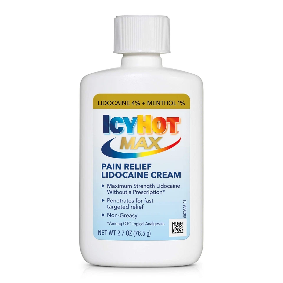 Crema para aliviar el dolor Icy Hot Max Strength con lidocaína más mentol, 2,7 onzas Foto 3 de 4