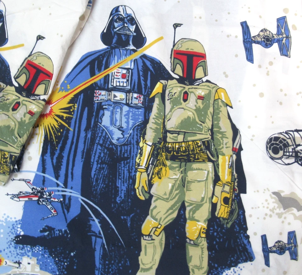 Conjunto de lençóis Pottery Barn Kids Star Wars A NEW HOPE 3 peças DUPLA fronha plana ajustada - Imagem 2 de 4