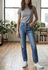 Gap Cheeky High Rise Straight Leg Jeans Size 28, 6R, Blue Denim