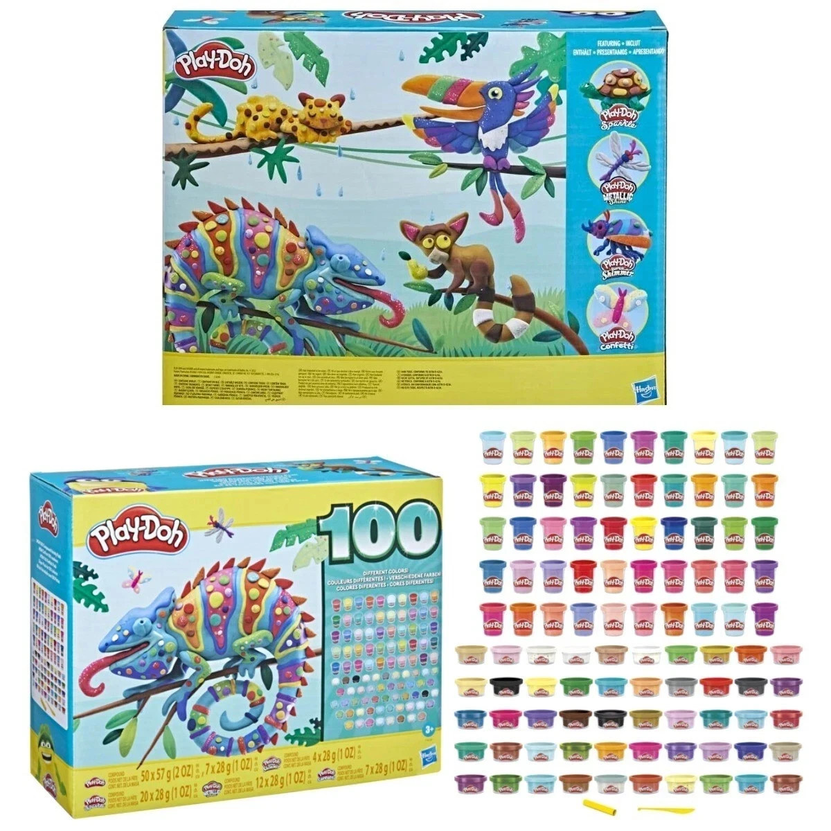 Play-Doh Wow 100 Bulk Modeling Compound Variety Pack With 100 Cans Including Sparkle, Super Shimmer, Metallic And Confetti For Kids 3 Years And Up - Image 3