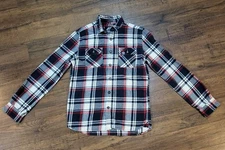 Superdry Mens Lumberjack Fit Flannel Button Down Shirt Blue Red L Plaid Thick