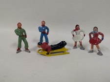 Vintage 1950s Barclay Metal Figures Wintoer Christmas  Sled and Skating