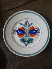 Ancienne Assiette Faïence Decor Floral Liseré Vert Laplume XIXe 