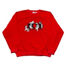 Vintage 90s 101 Dalmatians Red Fleece Crewneck Sweatshirt Large Disney Store