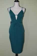 Express Green Pencil Dress Open Lace Up Back Low Cut Size 6 NWT Retail $79.90