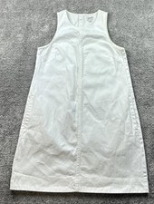 J.Crew Dress Womens 8 White Twill Sleeveless A-Line Button Back Tank Casual
