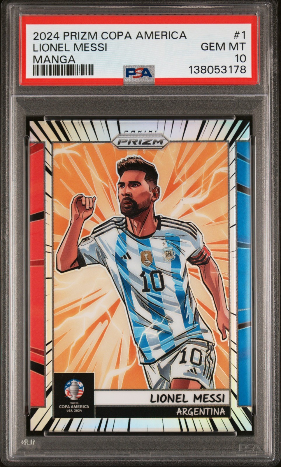 LIONEL MESSI MANGA 2024 PRIZM COPA AMERICA PSA 10 RARE