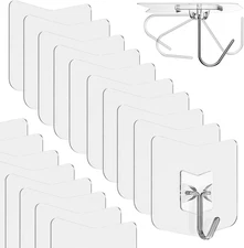 Adhesive Hooks for Hanging 18 Pack, 33 Lbs Heavy Duty Wall Hooks 304 Stainless S