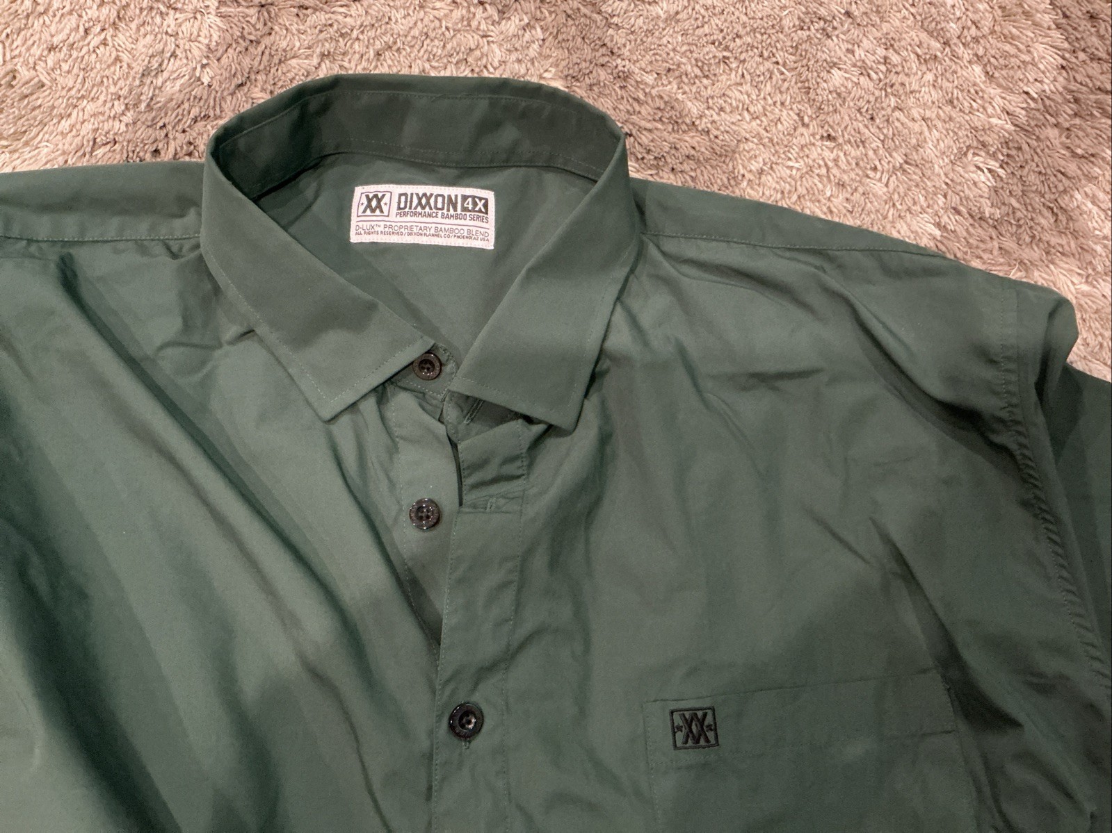 Dixxon Solid Green Button Down Short Sleeve D-Lux… - image 2