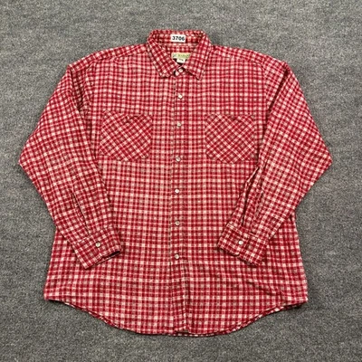 Vintage 90s Haband Tartan Plaid Pearl Snap Button Shirt Large 23x30 Red White - Image 1 of 4