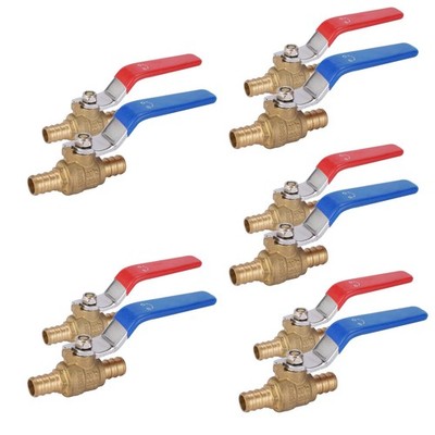 10-Pack GUOFIS 3/4-Inch PEX Crimp Full Port Ball Valve | 1/4 Turn Hot(Red) an...