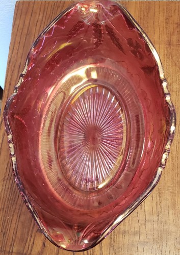 EAPG Cranberry Hue Gold Highlights "Delaware" Pattern Bowl c.1899 Pittsburgh PA - Picture 3 of 8