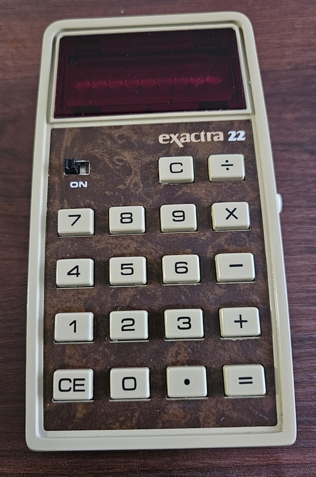 Vtg. Texas Instruments Exactra 22 Calculator EX-22 Red LED Bubble Display WORKS