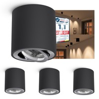 4X Deckenlampe Cori Schwarz Silber FüR GU10 & Modul Aufbauspot Deckenstrahler