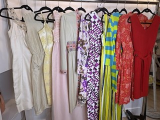 Vintage 60s Mod Dresses Lot Romantica Victor Costa Adele Simpson Silk Embroidery