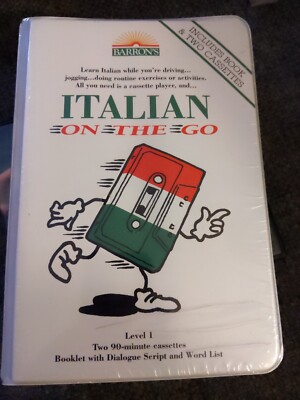 Barron's ITALIAN ON THE GO Level 1 Book  2 Cassettes New Sealed 