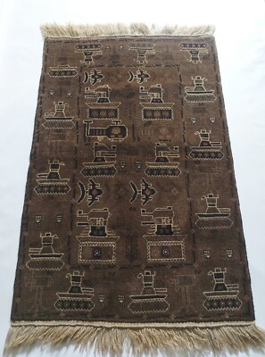 5x3 ft Handgeknüpfter Afghan Shindand Belutsch Kriegsteppich Beste Wolle Kriegsteppich #155