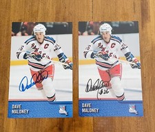 Bundle Of 2 Dave Maloney Signed NY Rangers Alumni Association 9×6 inch Cards