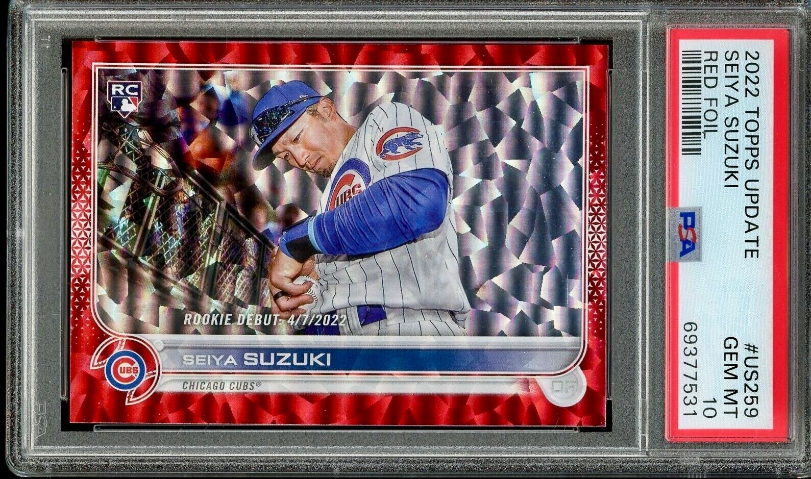 SEIYA SUZUKI ROOKIE RC 2022 Topps Update Red Foil #US259 /199 PSA 10Â GEM MINT