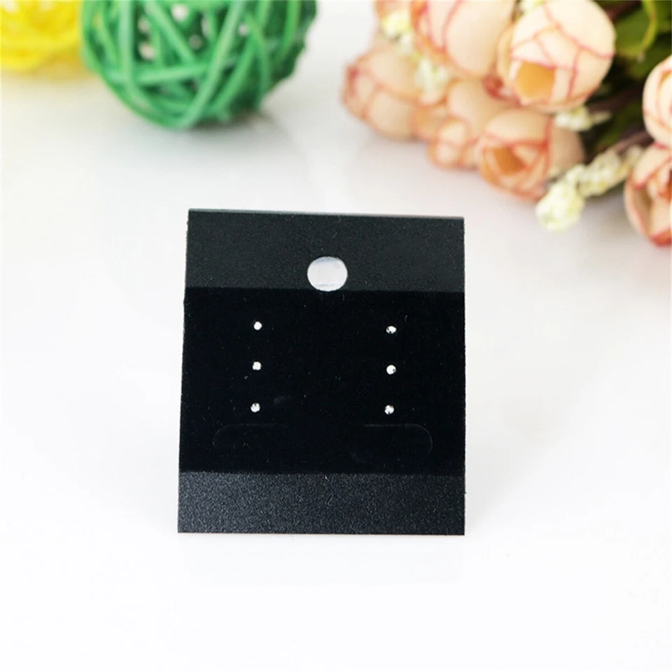 100Pcs Jewelry Earring Ear Studs Hanging Display Holder Hang Cards Black 4.3*5.2 - Image 3 of 4