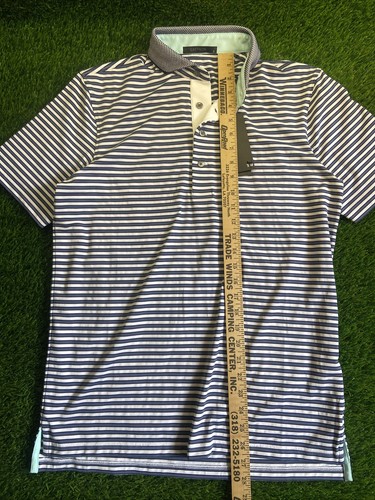 NWT Greyson Sciotto Polo Arctic Stripe Print Short Sleeve Shirt Golf Men Size S - Picture 10 of 12