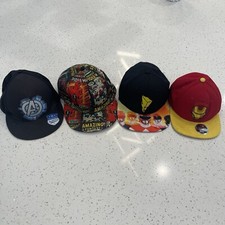 Lot of 4 Kids Superhero Hats Baseball Caps Avengers Spider-Man Ironman