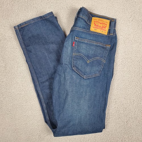 Levis 514 Mens Blue Jeans 34 X 32 (32x32 Actual) Straight Fit Medium Wash Denim