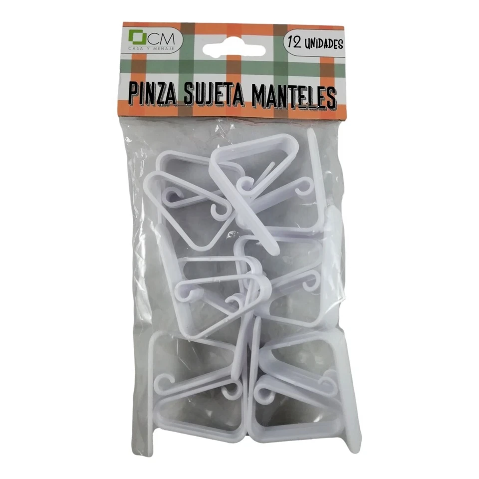 12 Pinces à Nappe Blanches en Plastique 5,5 x 4 cm Clip de Table Accroche Nappes - Photo 2/2