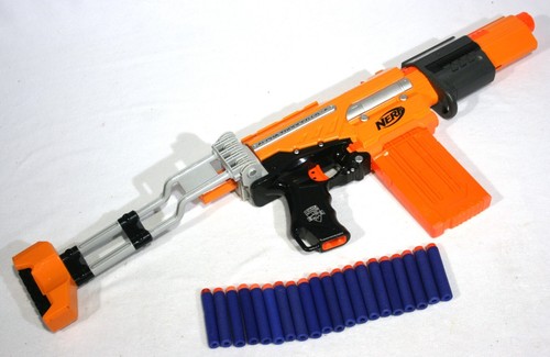NERF Alpha Trooper CS-6 w/ Folding Stock & 12 Dart Magazine Clip 32 Darts Total